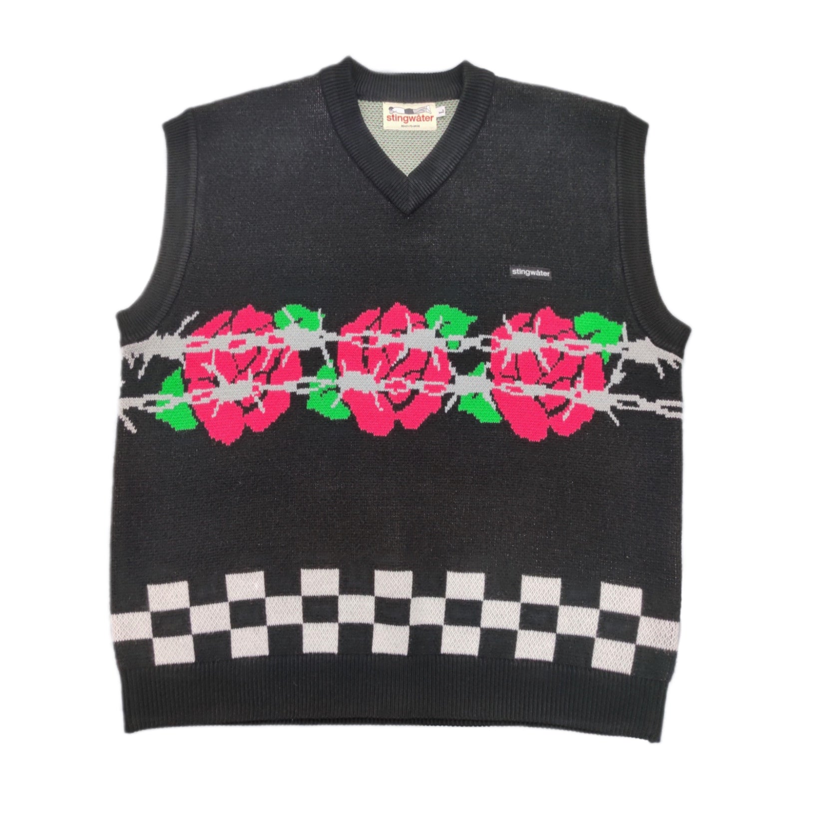 Knop Vernauwd groet Rose Sweater Vest Black – stingwater