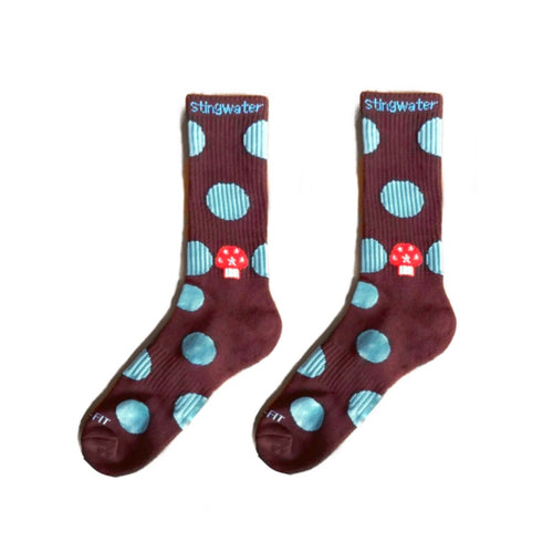 Stingwater polkadot mushroom aga sock brown and blue 