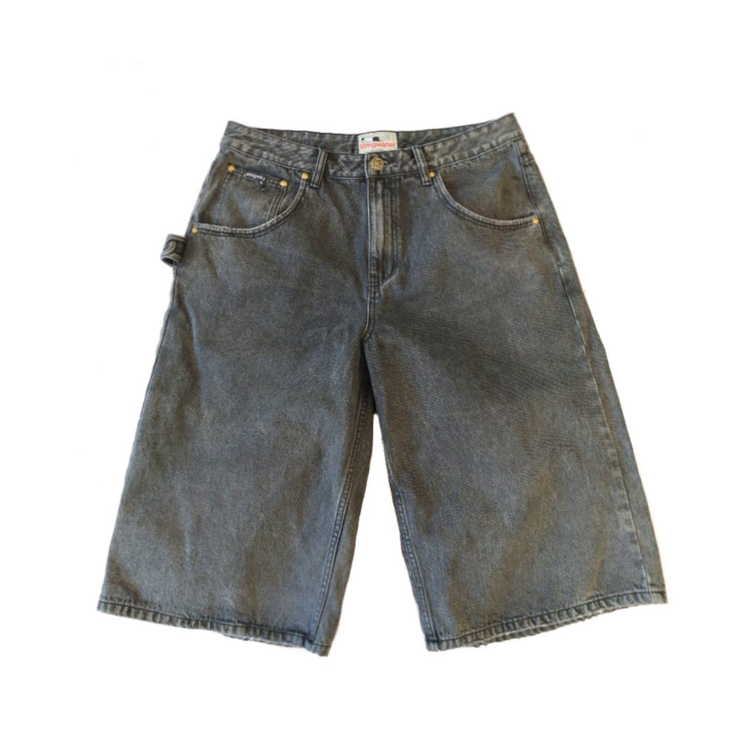 Stingwater Big Groe Jean shorts in acid black with chain loop