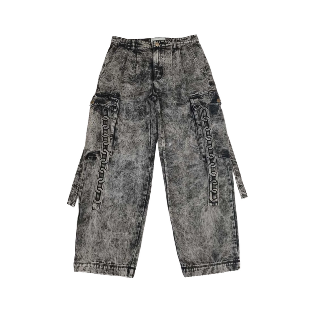 Stingwater Chain Cargo Jeans in Acid Black