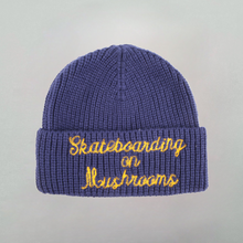 Load image into Gallery viewer, Skateboarding on Mushrooms Beanie Navy
