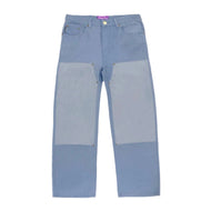 Stingwater Vegan suede double knee canvas pants in blue