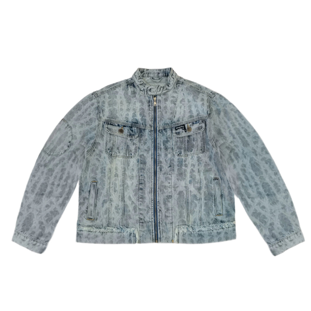 Stingwater Neck Chain Thorn Jacket in Washed Blue Denim