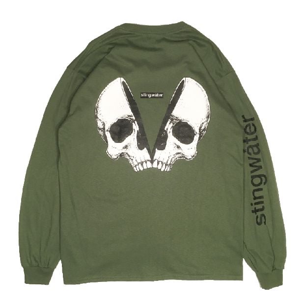 Empty Your Mind/Skull Long Sleeve T Shirt Military Green