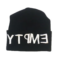 Empty Your Mind Reverse Embroidery Beanie Black