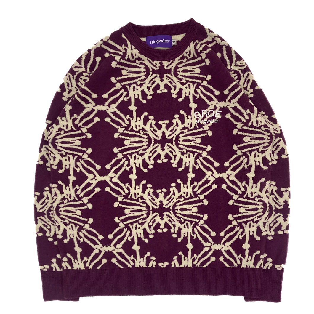 Speshal Connection Mushroom Print Jacquard Knit Sweater Royal Purple