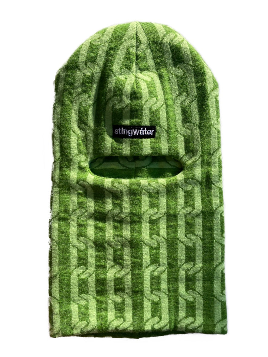 Heavy chain knit balaclava alkaline green