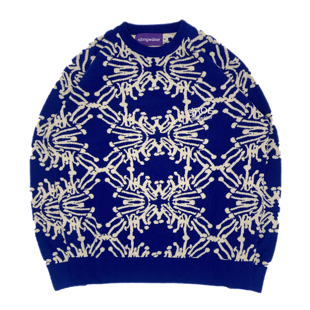 Speshal Connection Mushroom Print Jacquard Knit Sweater King Blue