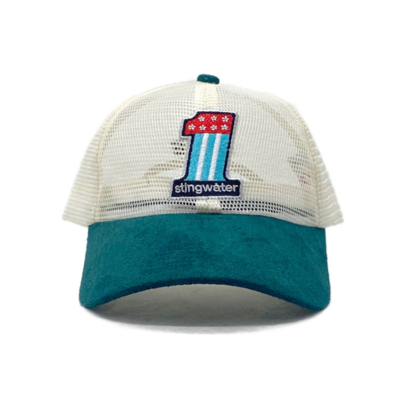 Number 1 Trucker Hat White/Nightshade Green