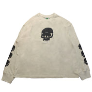 Alien Skull Long Sleeve T Shirt Bone White