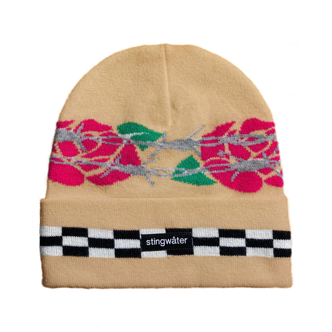 Groeing Roses Beanie Khaki