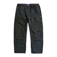 Vegan Suede Double Knee Canvas Pants Black