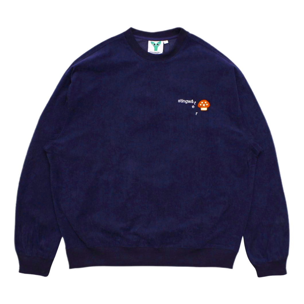 Corduroy Melting logo Crewneck sweatshirt Navy