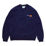 Corduroy Melting logo Crewneck sweatshirt Navy