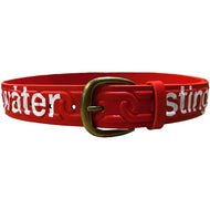 Chain Embossed Oversized Leather Belt Red