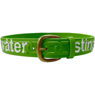 Chain Embossed Leather Belt Alkaline Green